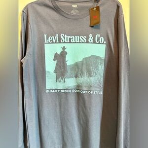 Levi's Blue  Graphic Long Sleeve Tee with Light Blue Print